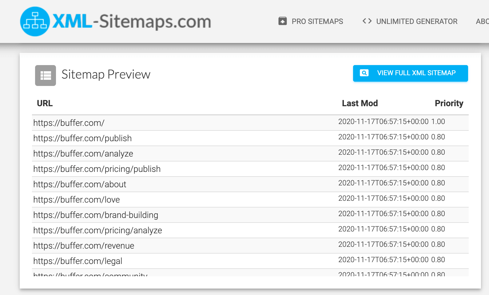 xml sitemap