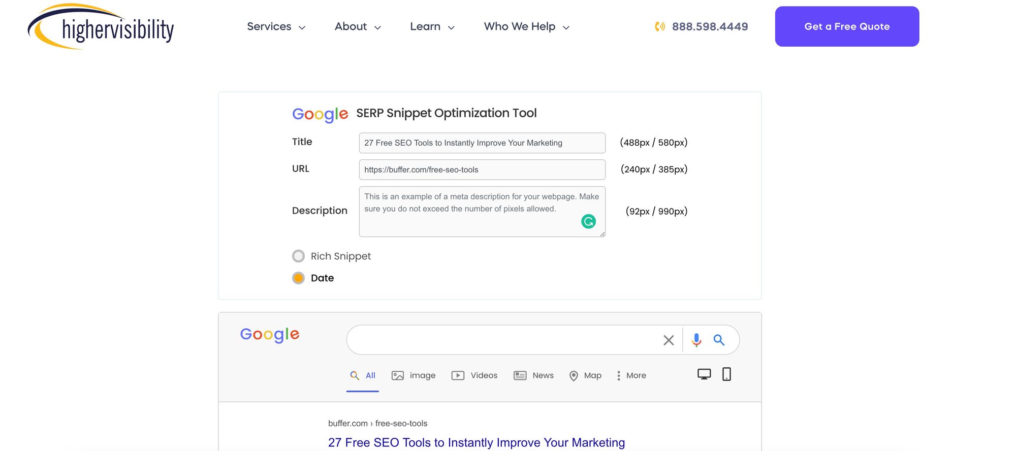 serp snippet optimization tool