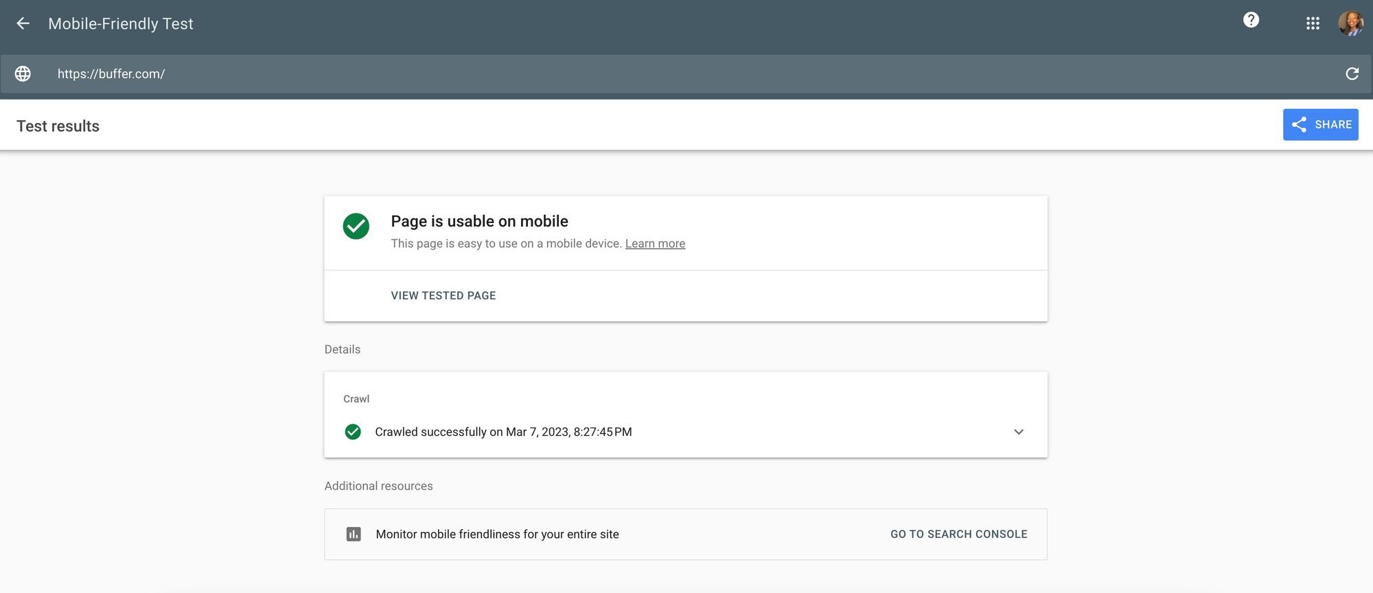 google mobile friendly test