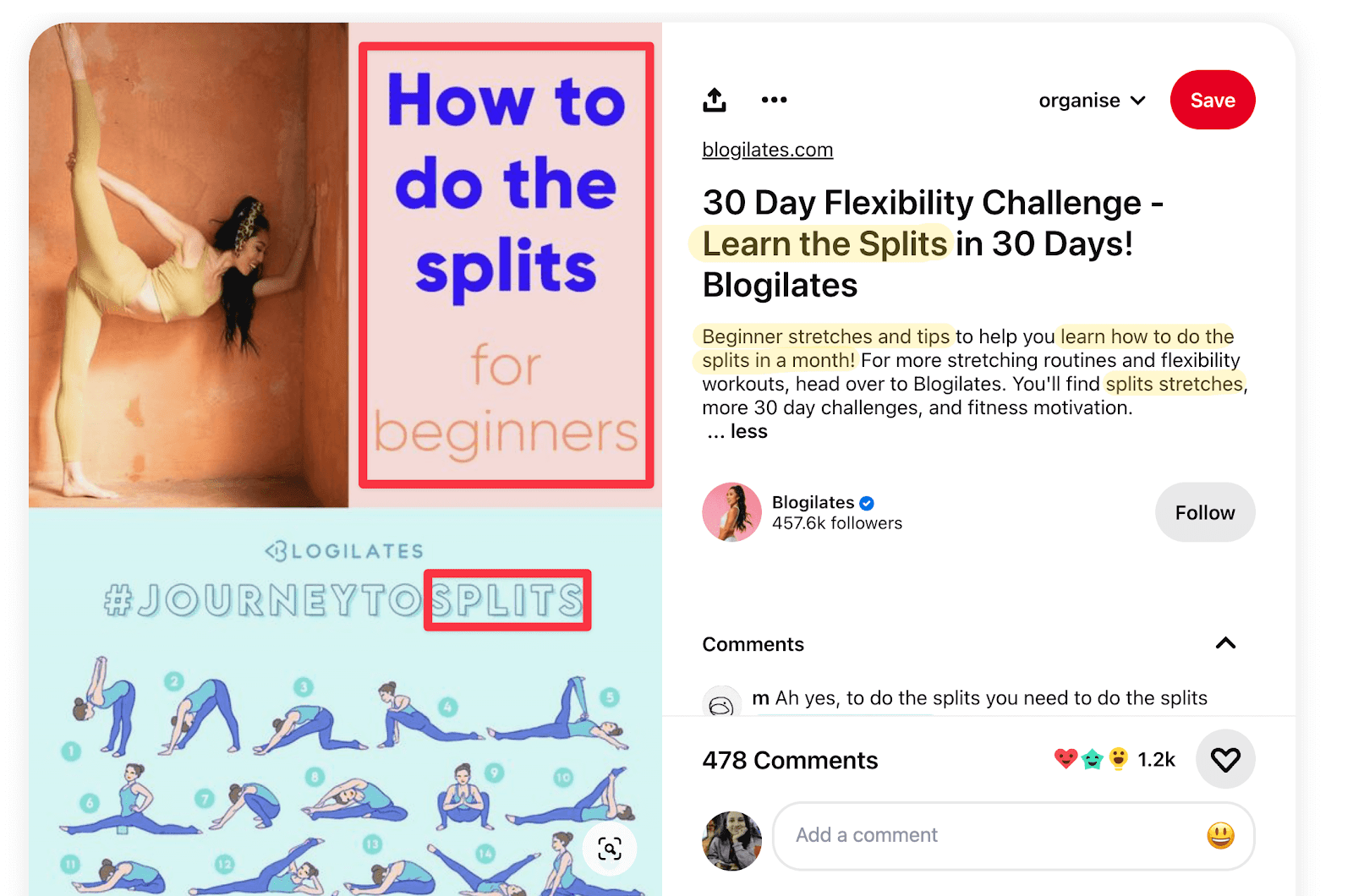 Cassey Ho of Blogilates pin on “how to do a split”