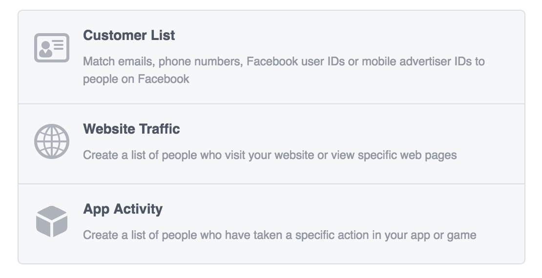Custom audience options