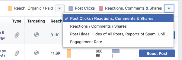Facebook Page Insights - Engagement options Facebook Page Insights - Engagement options