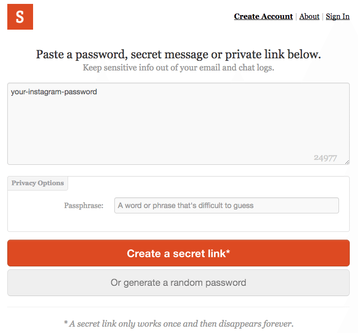 One-Time Secret screenshot One-Time Secret screenshot