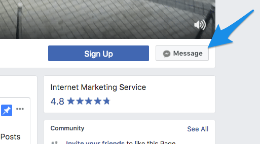 Facebook Page "Message" button Facebook Page "Message" button